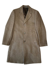 Michael Kors Mens Regular fit Wool Overcoat Coat 36 R Brown Herringbone