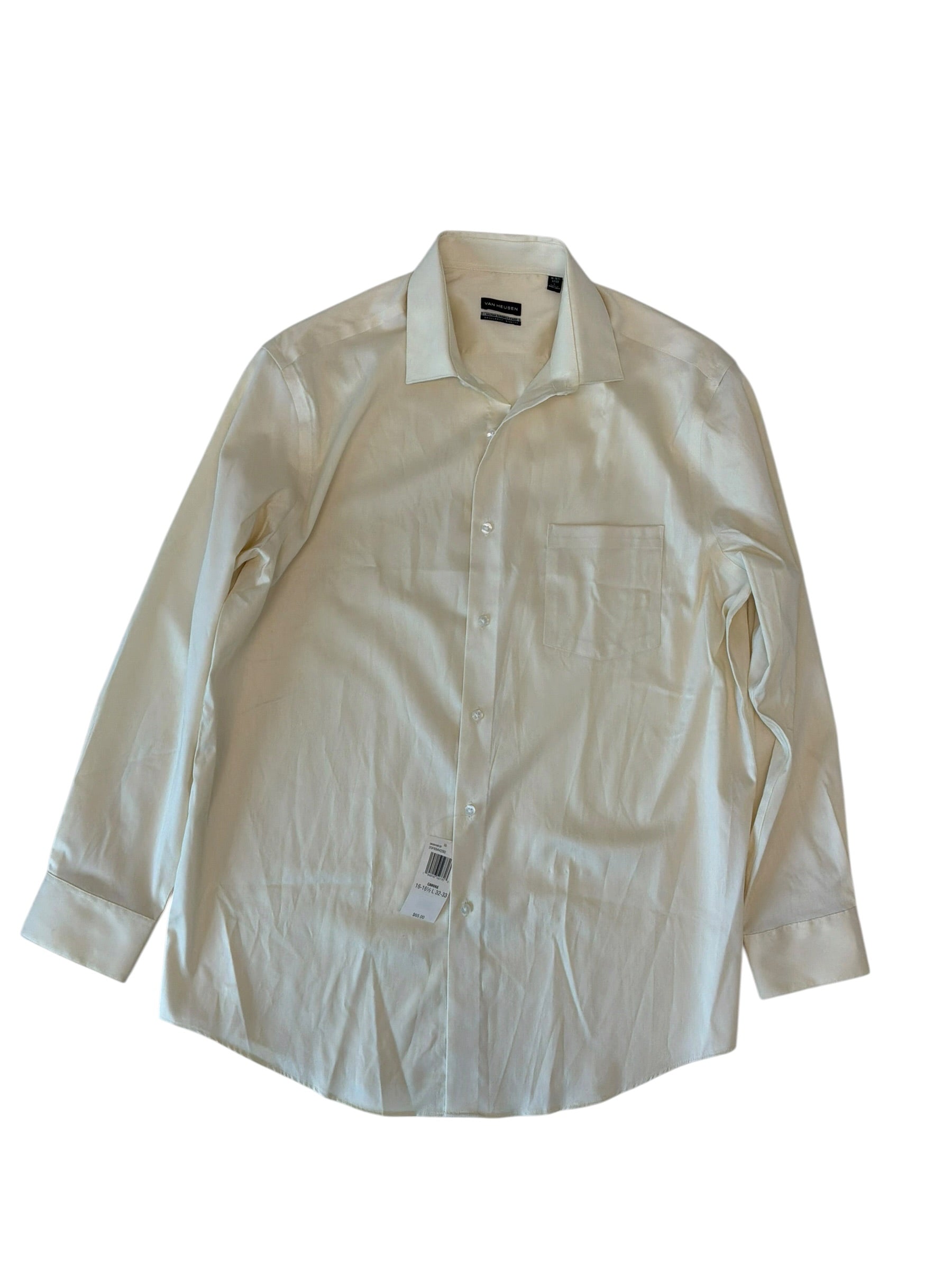 Van Heusen Mens Slim fit Dress Shirt Shirt Large Beige Solid