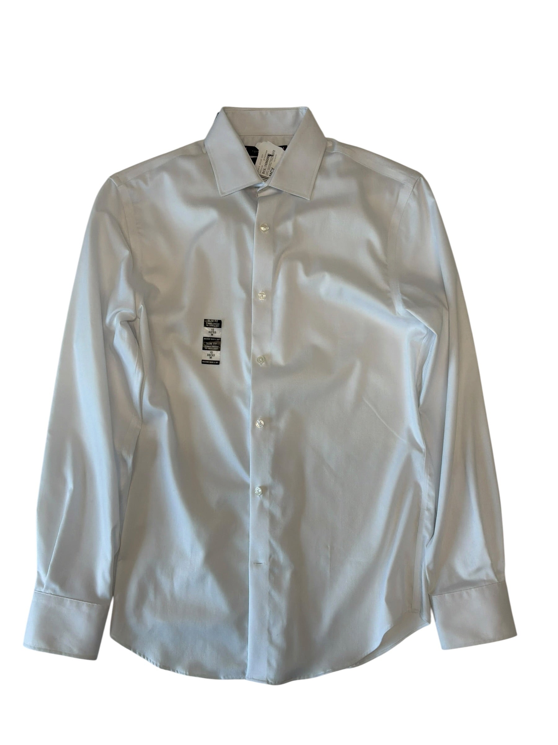 Tommy Hilfiger Mens Slim fit Dress Shirt Shirt Medium White Solid