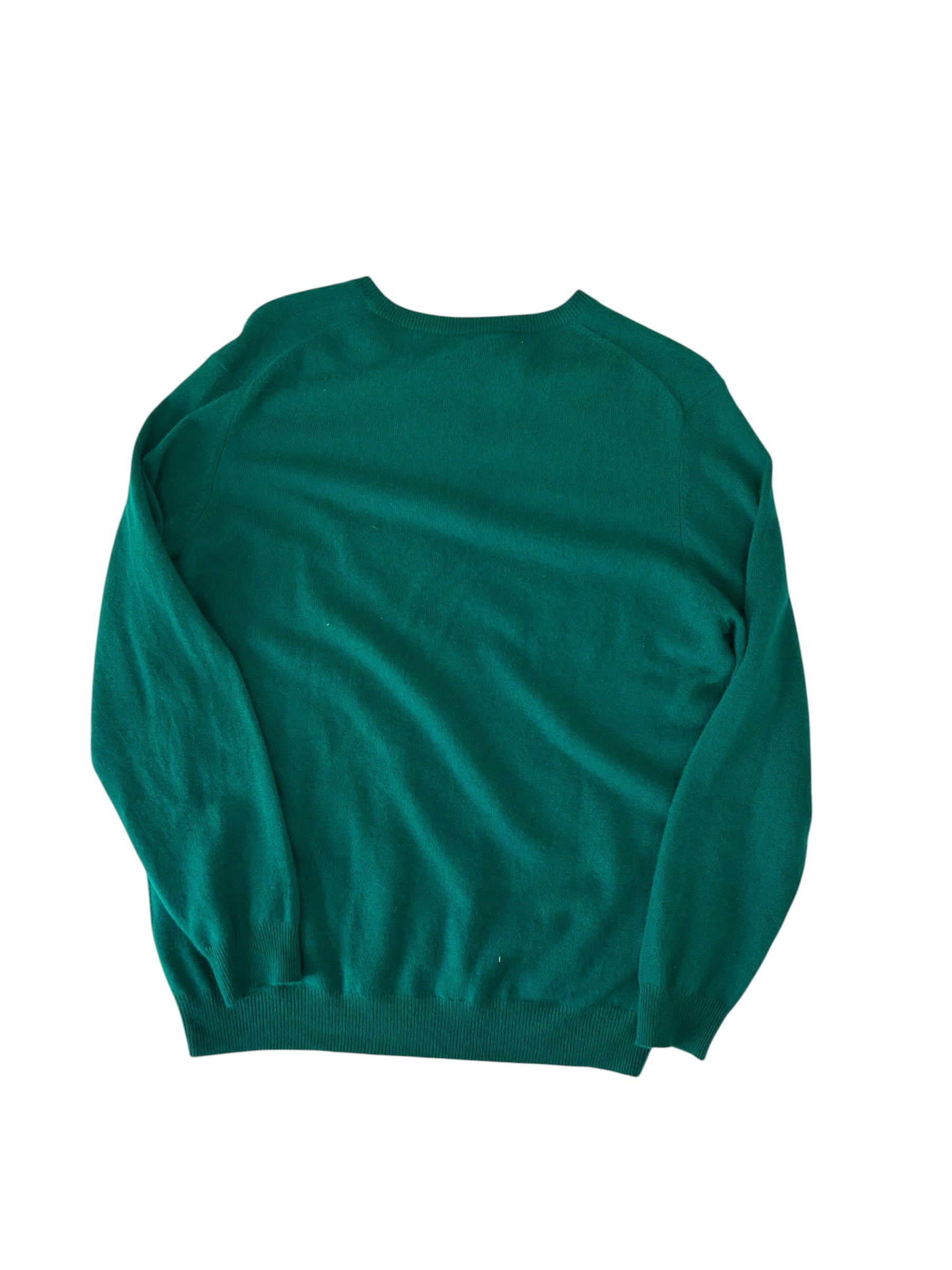 Club Room Mens Regular fit V Neck CASHMERE Sweater XL Green Solid