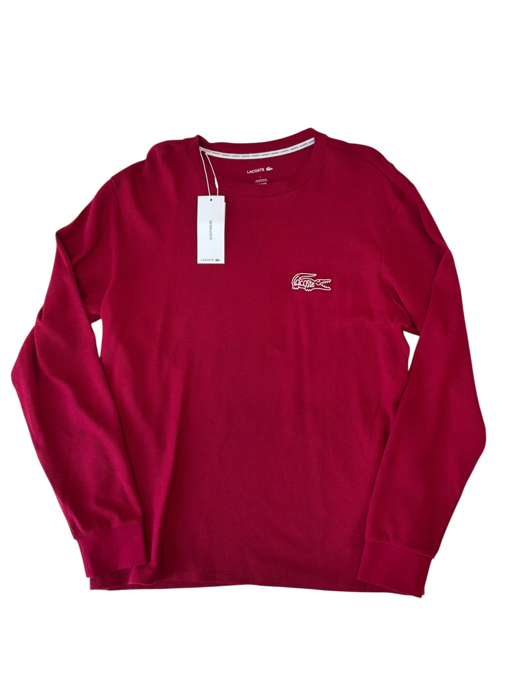 Lacoste Mens Regular fit Shirt Pajama Large Red Solid