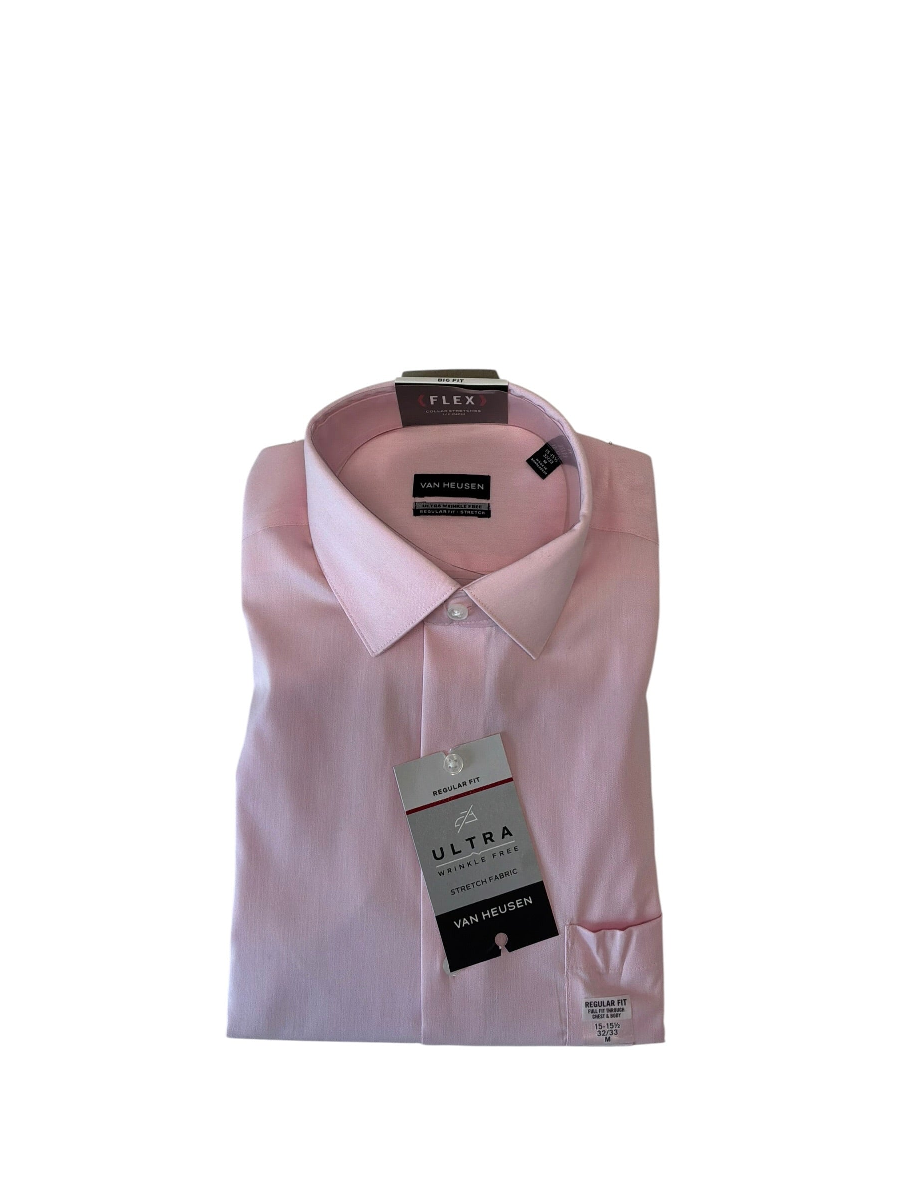 Van Heusen Mens Slim fit Dress Shirt Shirt Medium Pink Solid