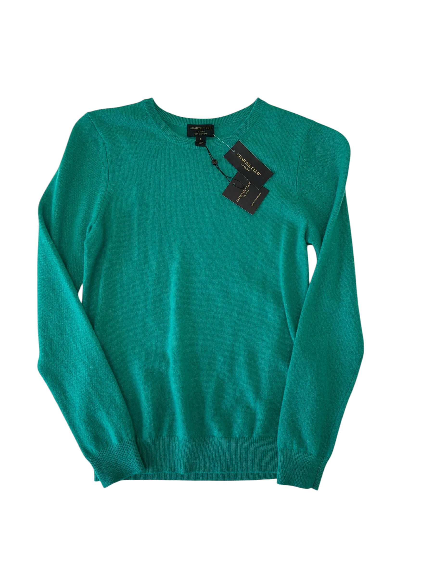 Club Room Mens Regular fit Crewneck CASHMERE Sweater Small Green Solid