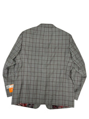 Tallia Mens Classic fit Suit Jacket Blazer 52 XL Grey / Red Windowpane