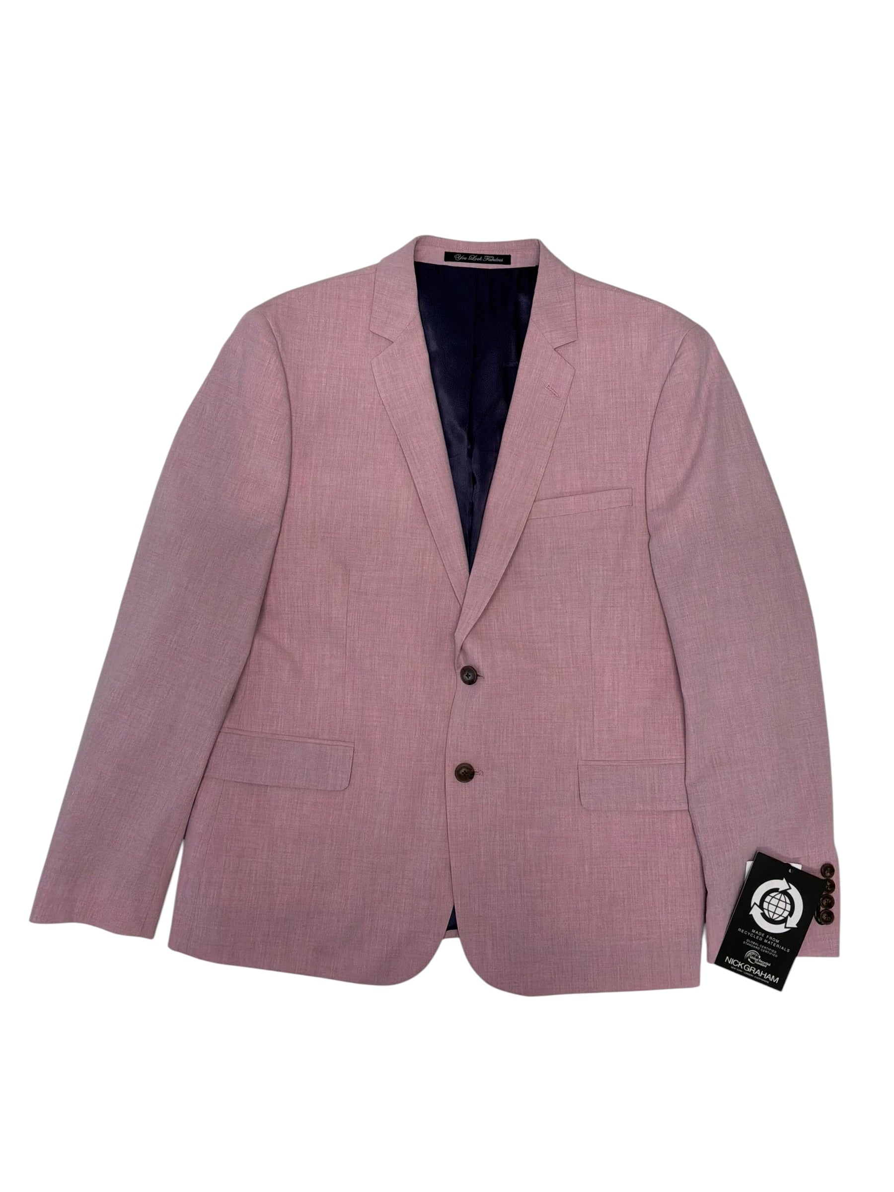 Nick Graham Mens Slim fit Suit Jacket Blazer 44 S Pink Solid