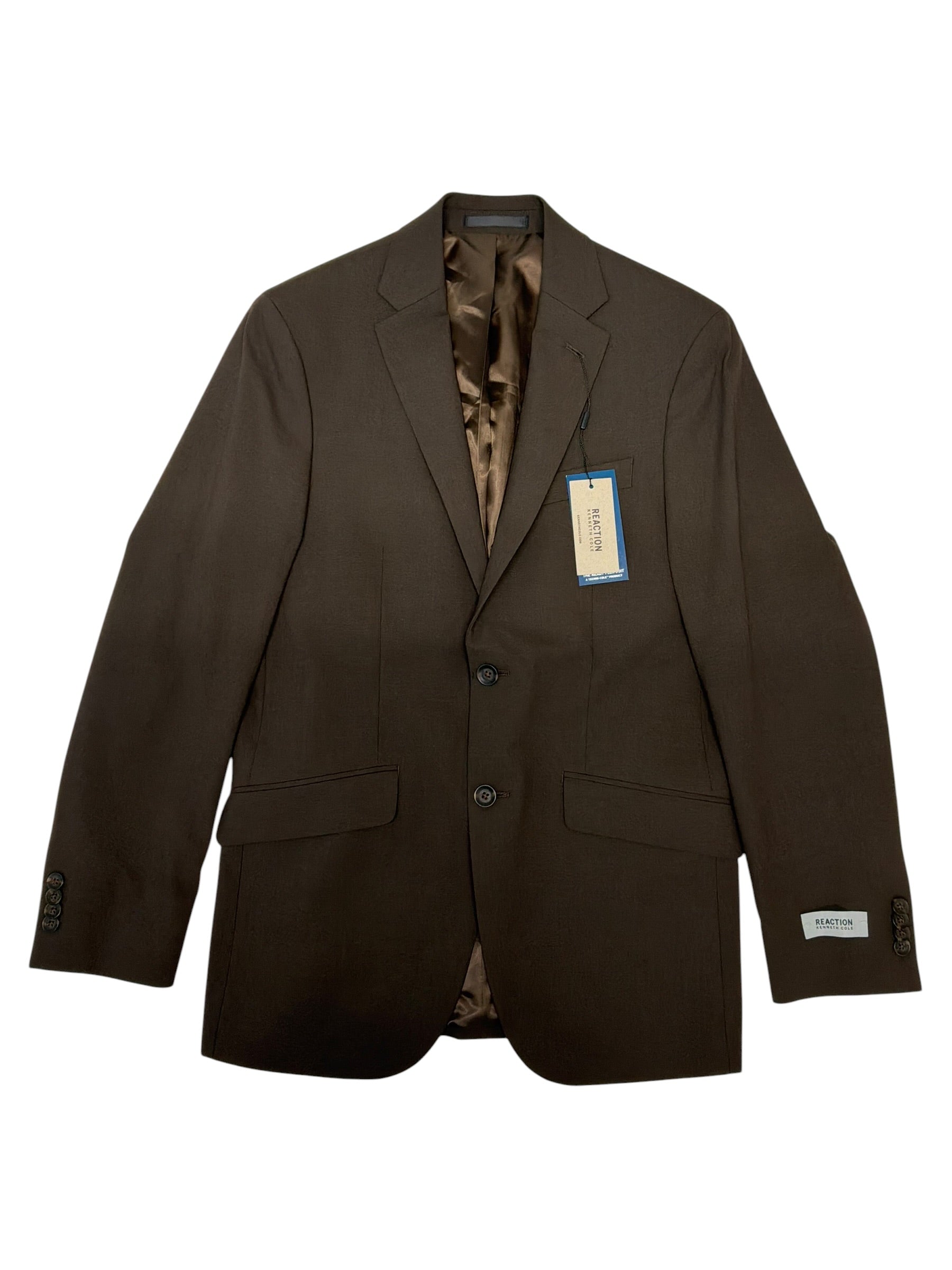Kenneth Cole Mens Slim fit Suit Jacket Blazer 36 R Brown Solid