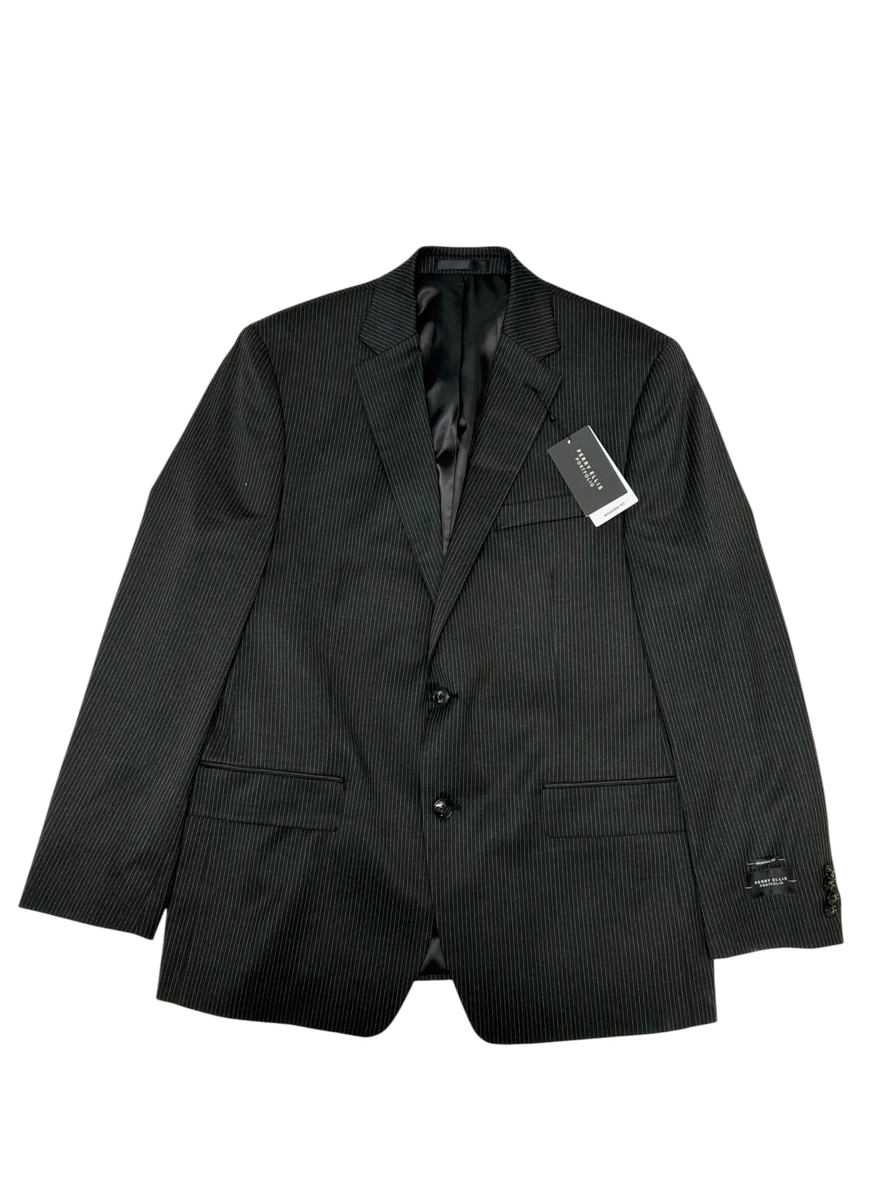 Perry Ellis Mens Modern fit Suit Jacket Blazer 42 R Black Striped