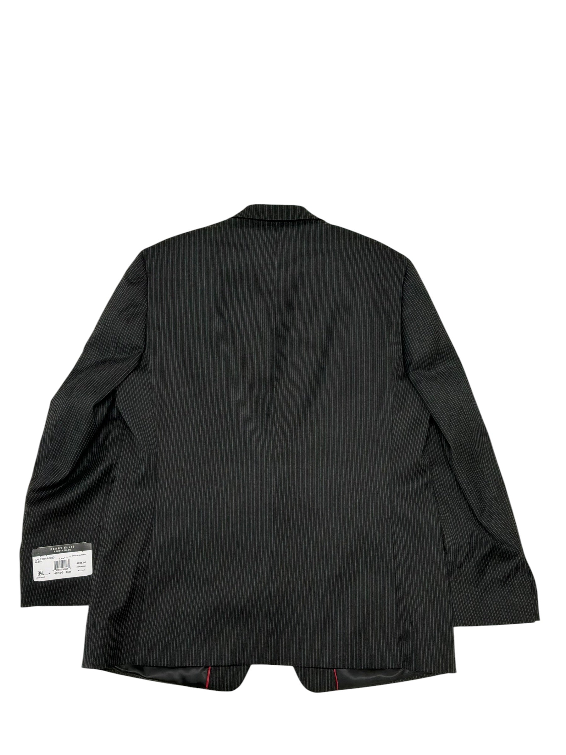 Perry Ellis Mens Modern fit Suit Jacket Blazer 42 R Black Striped