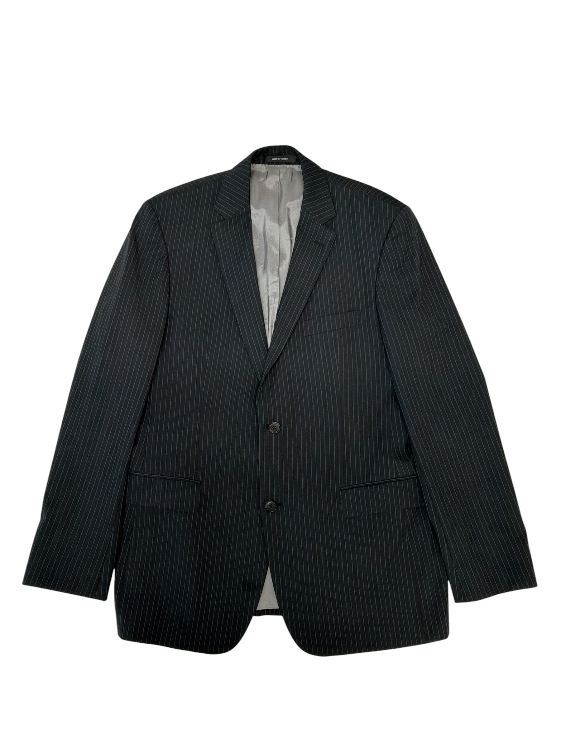Hugo Boss Mens Slim fit Wool Suit Jacket Blazer 42 L Charcoal Grey Striped