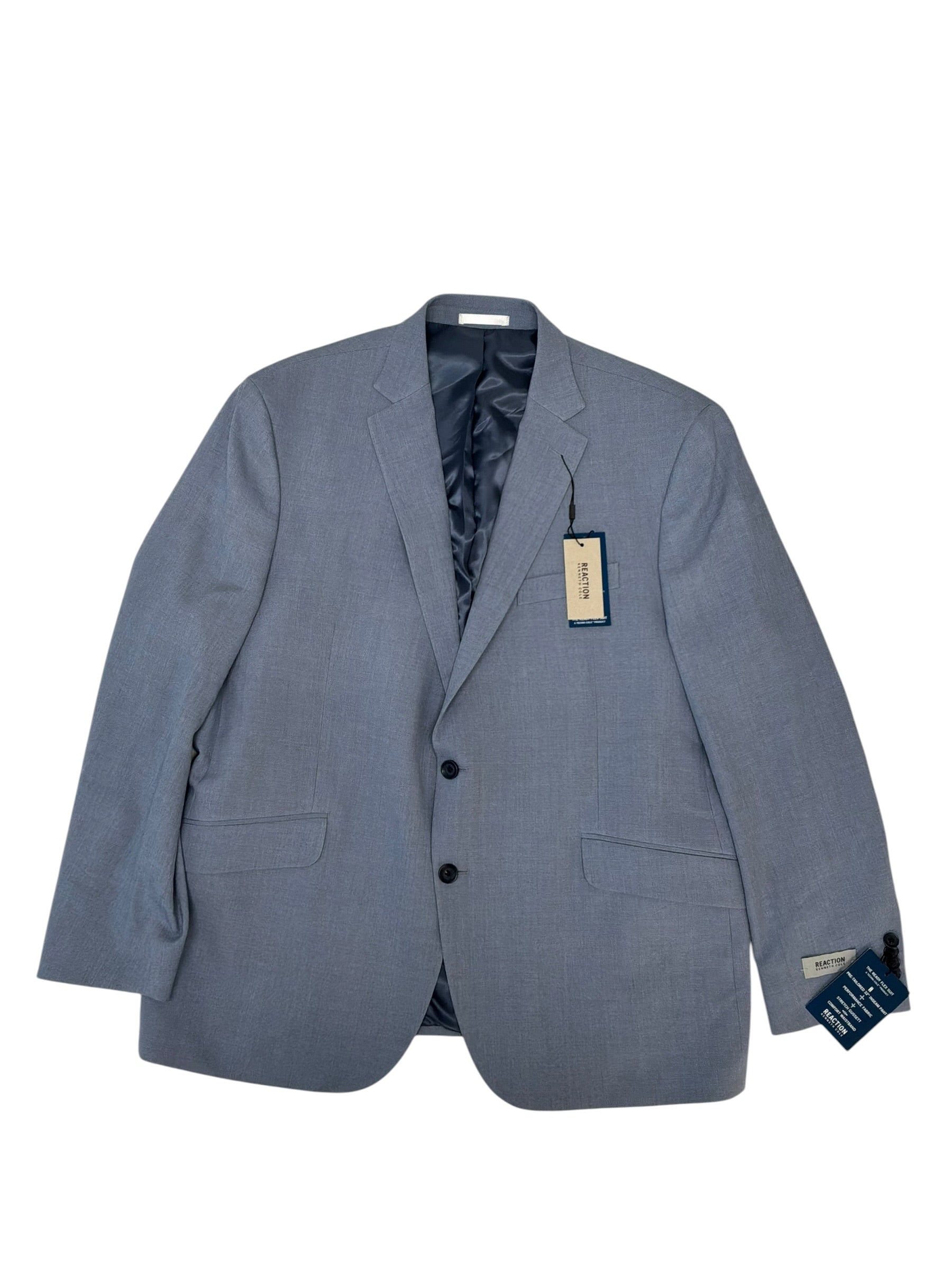 Kenneth Cole Mens Slim fit Suit Jacket Blazer 48 R Light Blue Solid