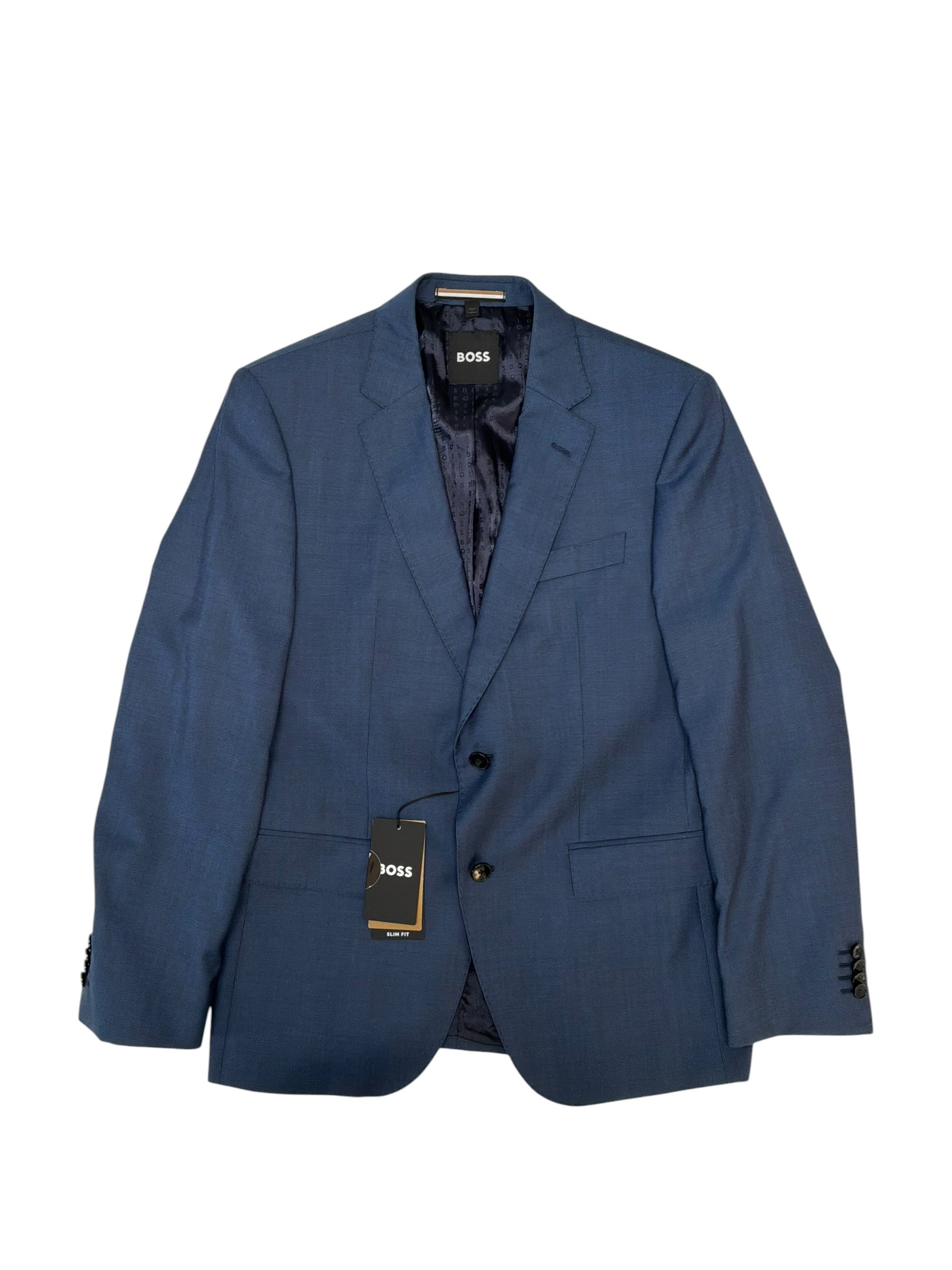 Hugo Boss Mens Slim fit Wool Suit Jacket Blazer 40 S Blue Solid