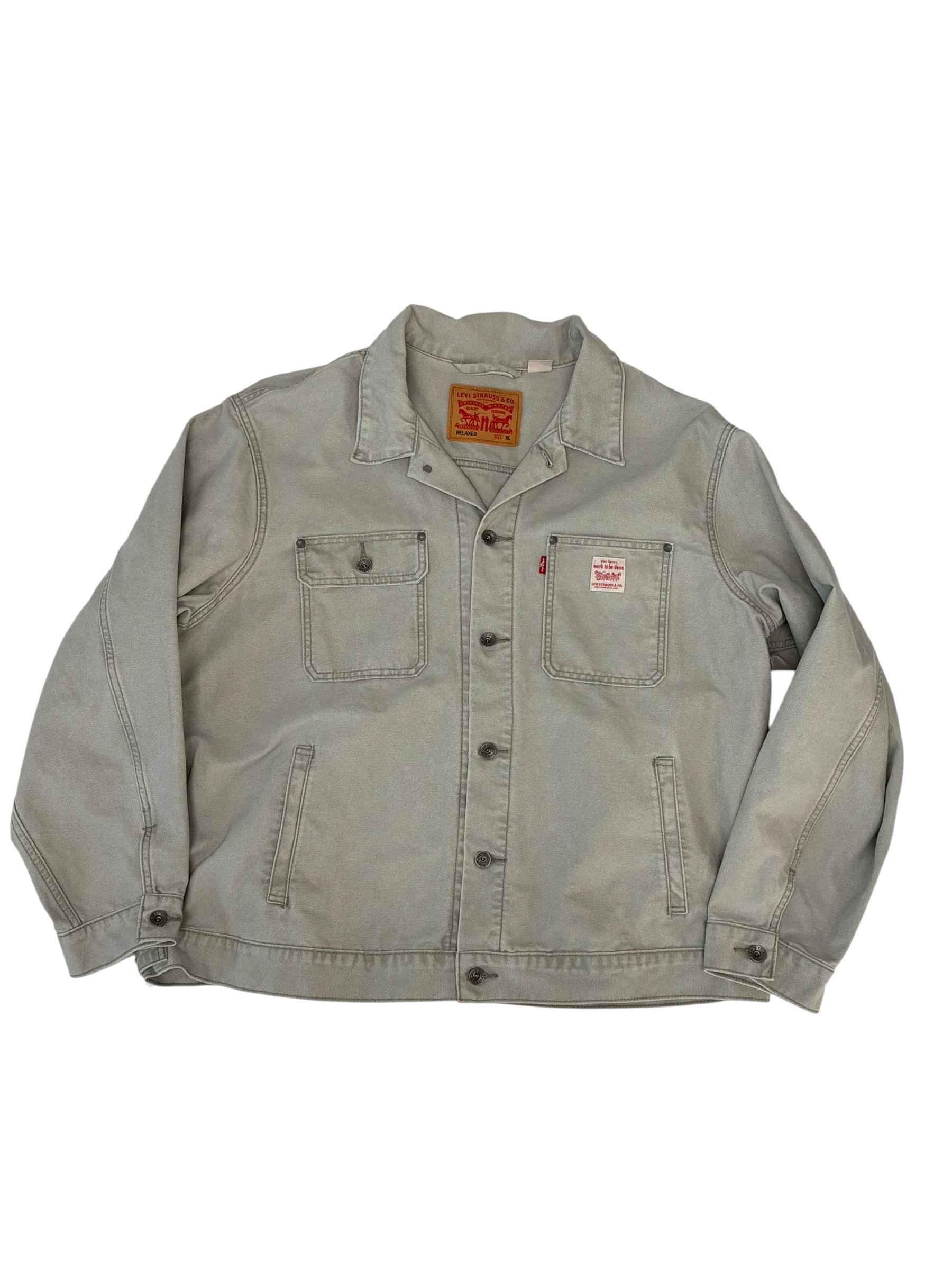 Levis Mens Regular fit Cotton Trucker Jacket Coat XL Light Grey Solid