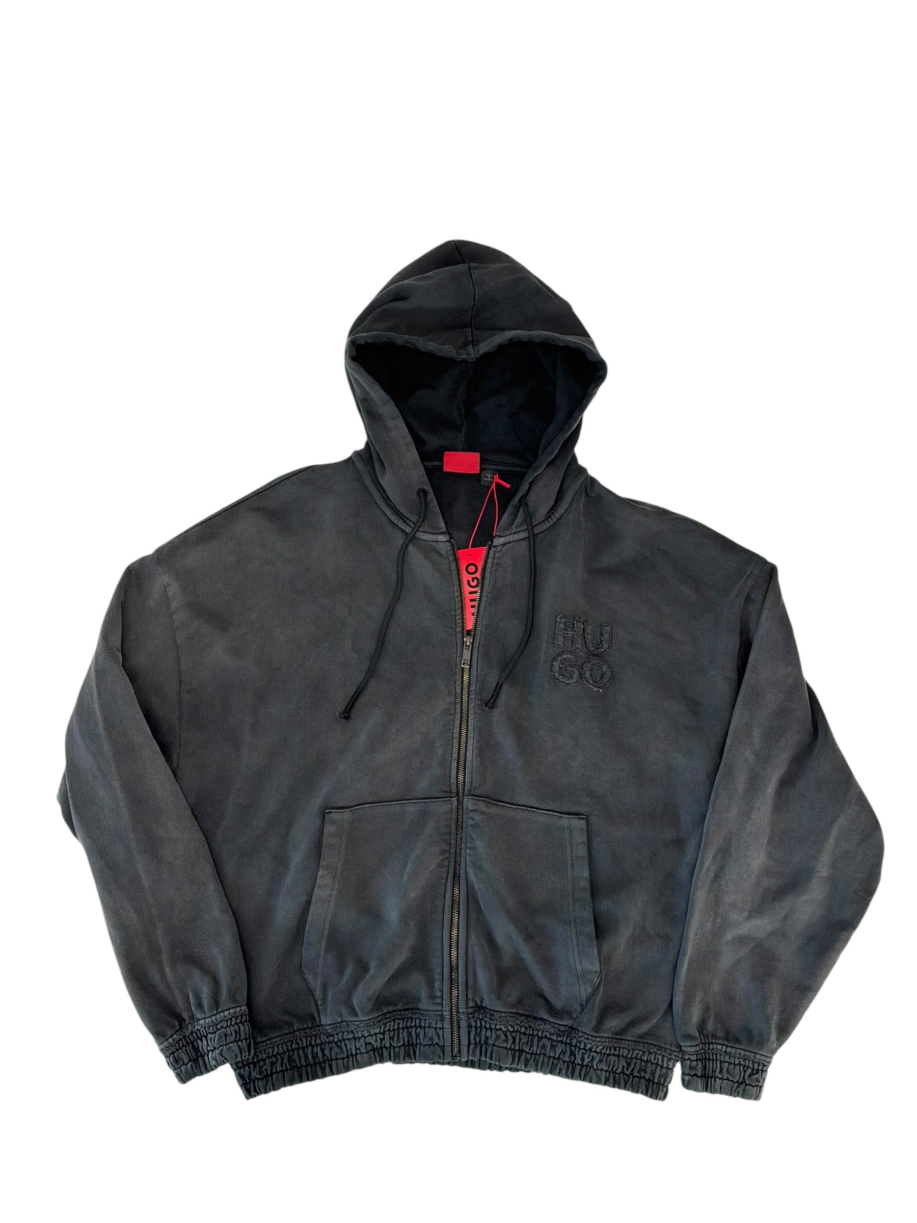 Hugo Boss Mens Slim fit Cotton Full Zip Hoodie Sweatshirt Large Black Solid
