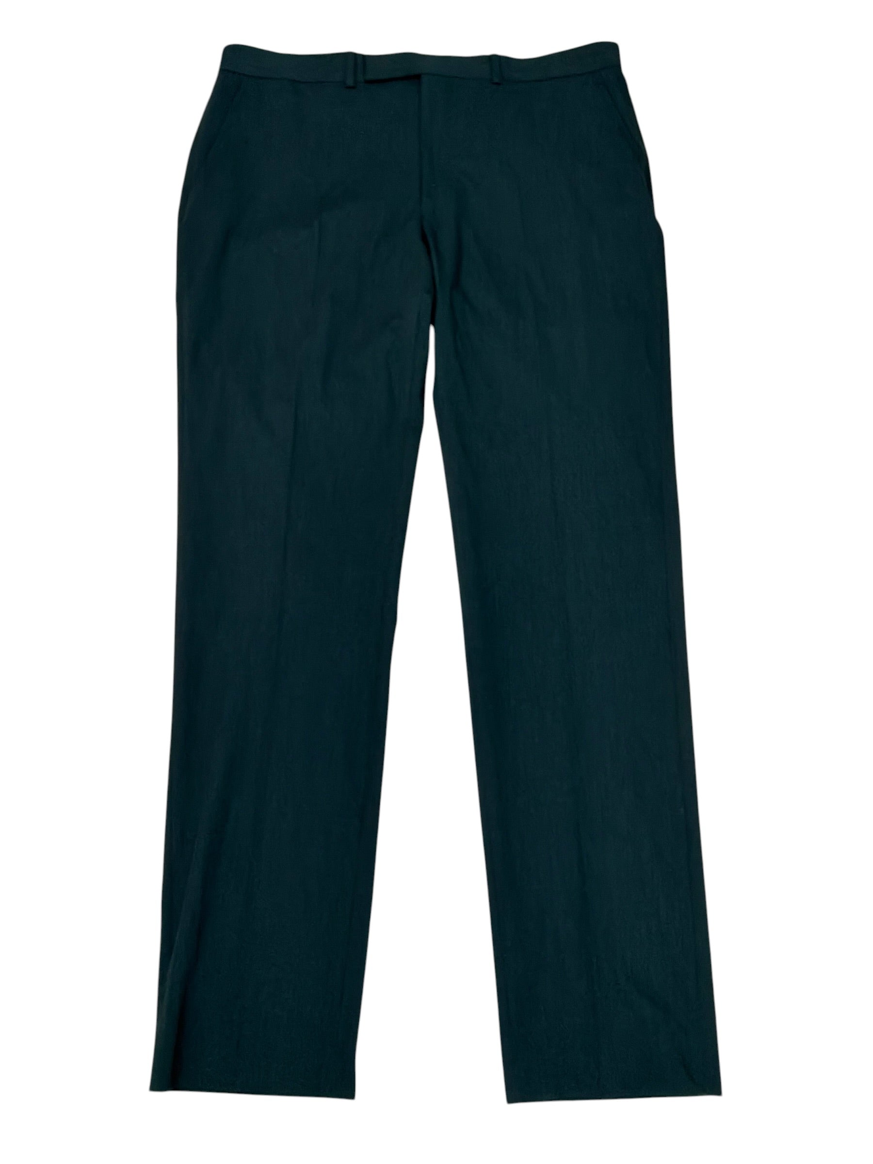 Kenneth Cole Mens Slim fit Dress Pants 37 / 32 Green Solid