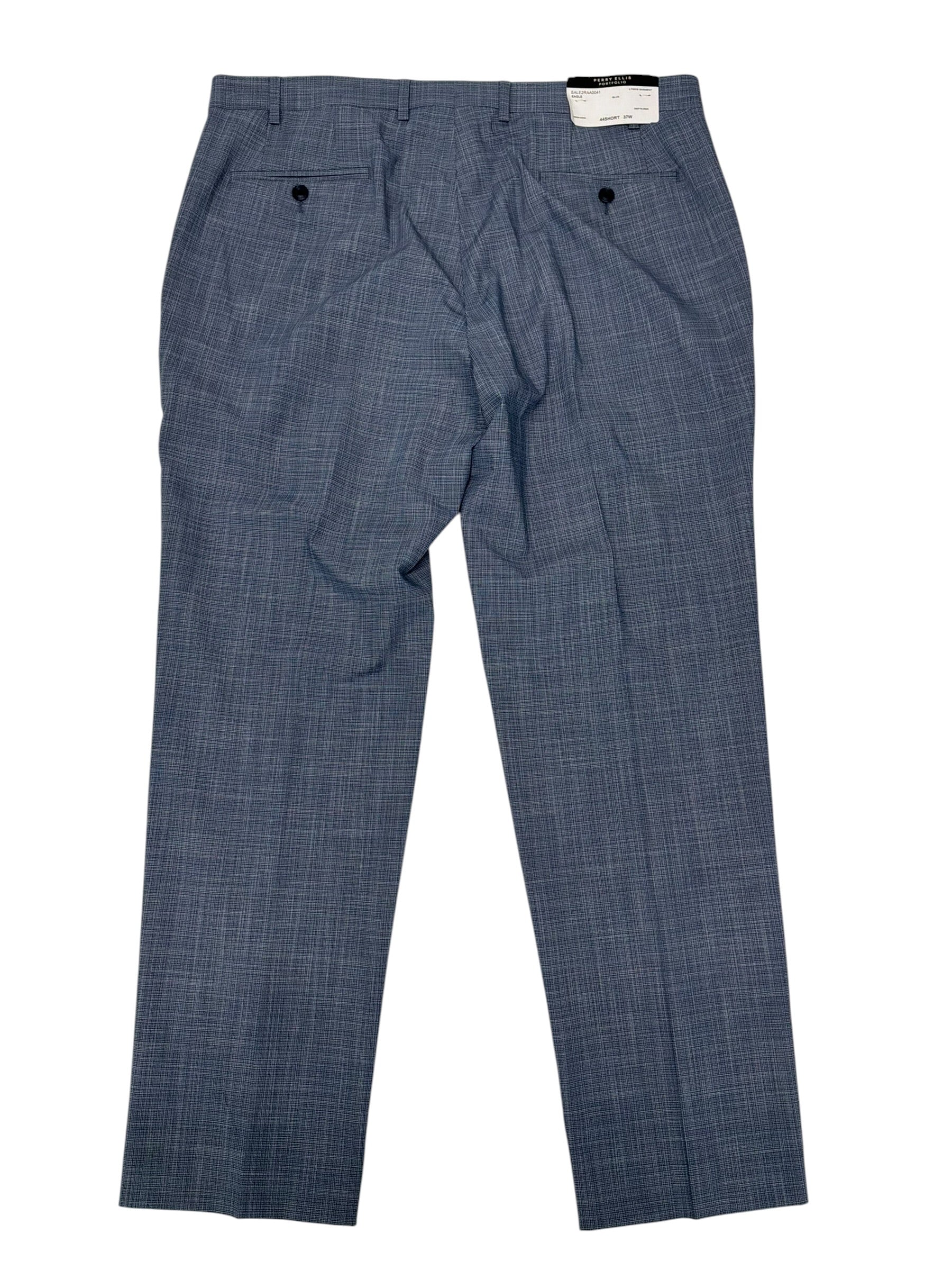 Perry Ellis Mens Slim fit Dress Pants 37 / 30 Blue Plaid