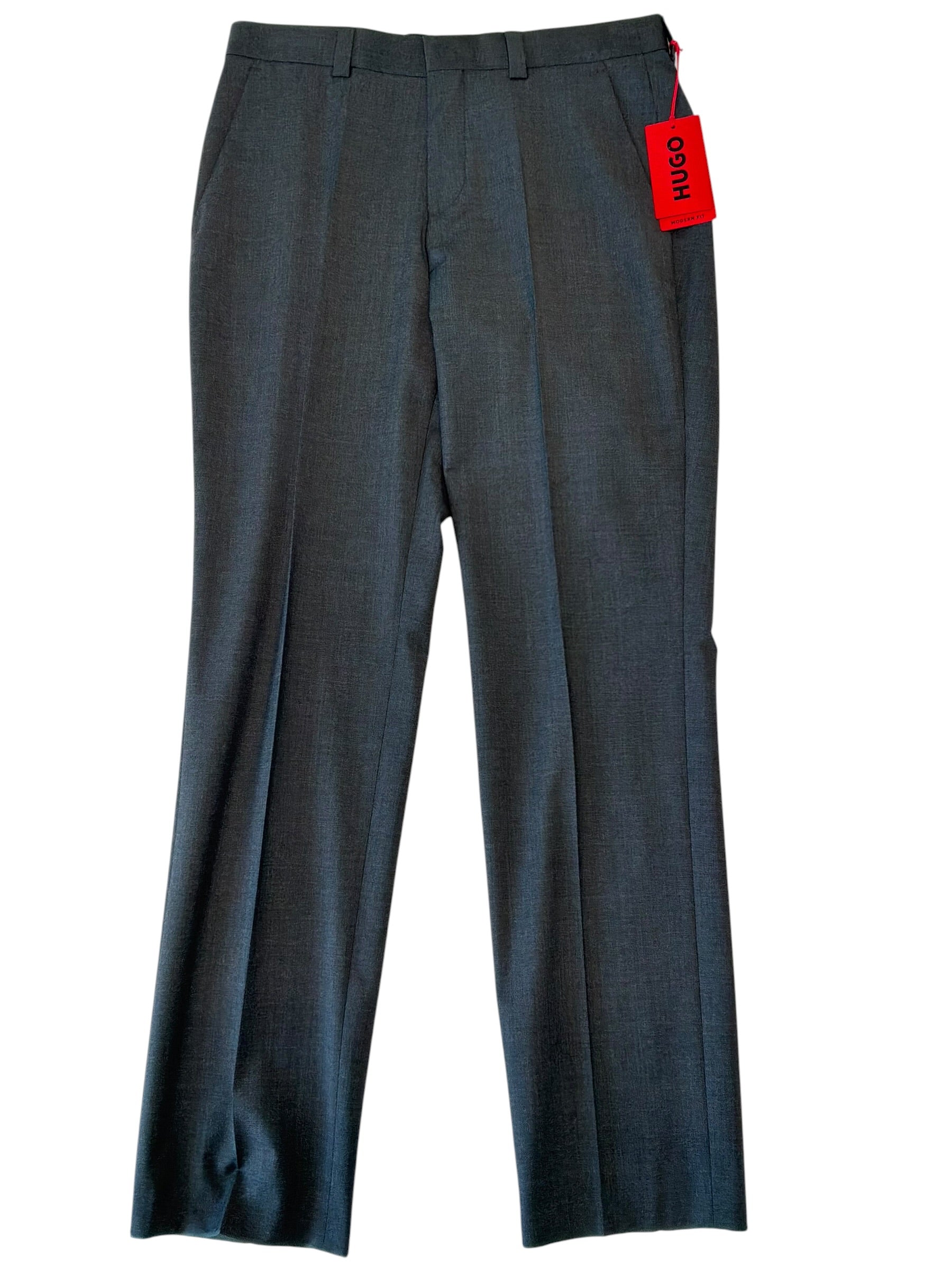 Hugo Boss Mens Slim fit Wool Dress Pants 30 / 32 Dark Grey Solid