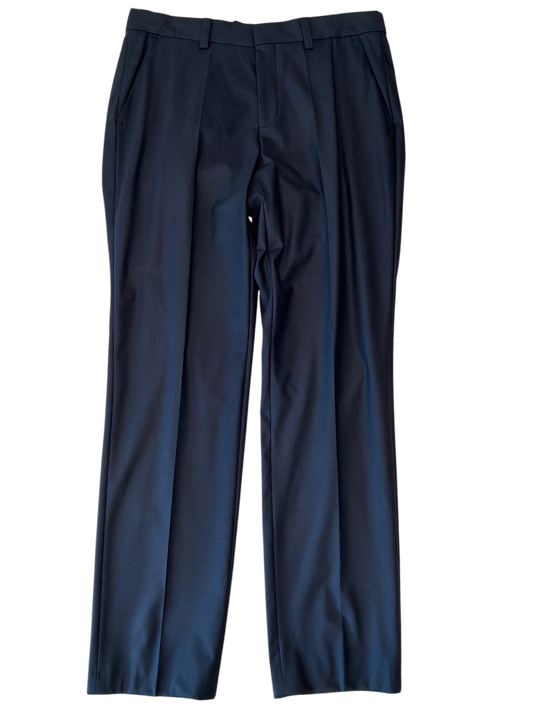 Hugo Boss Mens Slim fit Wool Dress Pants 32 / 32 Navy Blue Solid