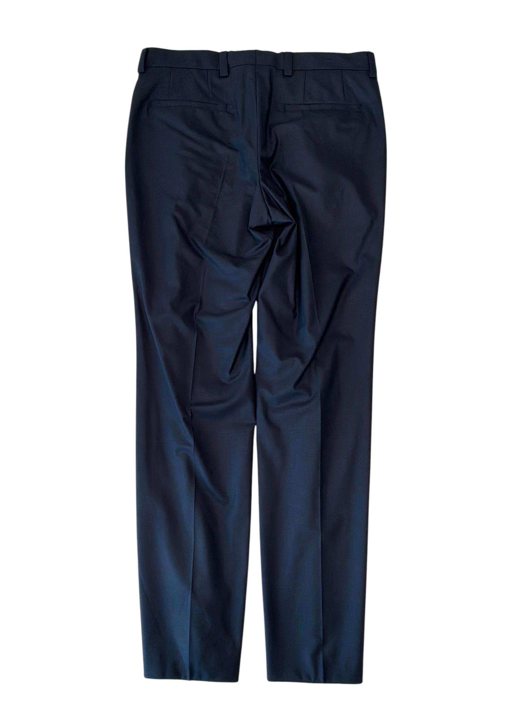 Hugo Boss Mens Slim fit Wool Dress Pants 32 / 32 Navy Blue Solid