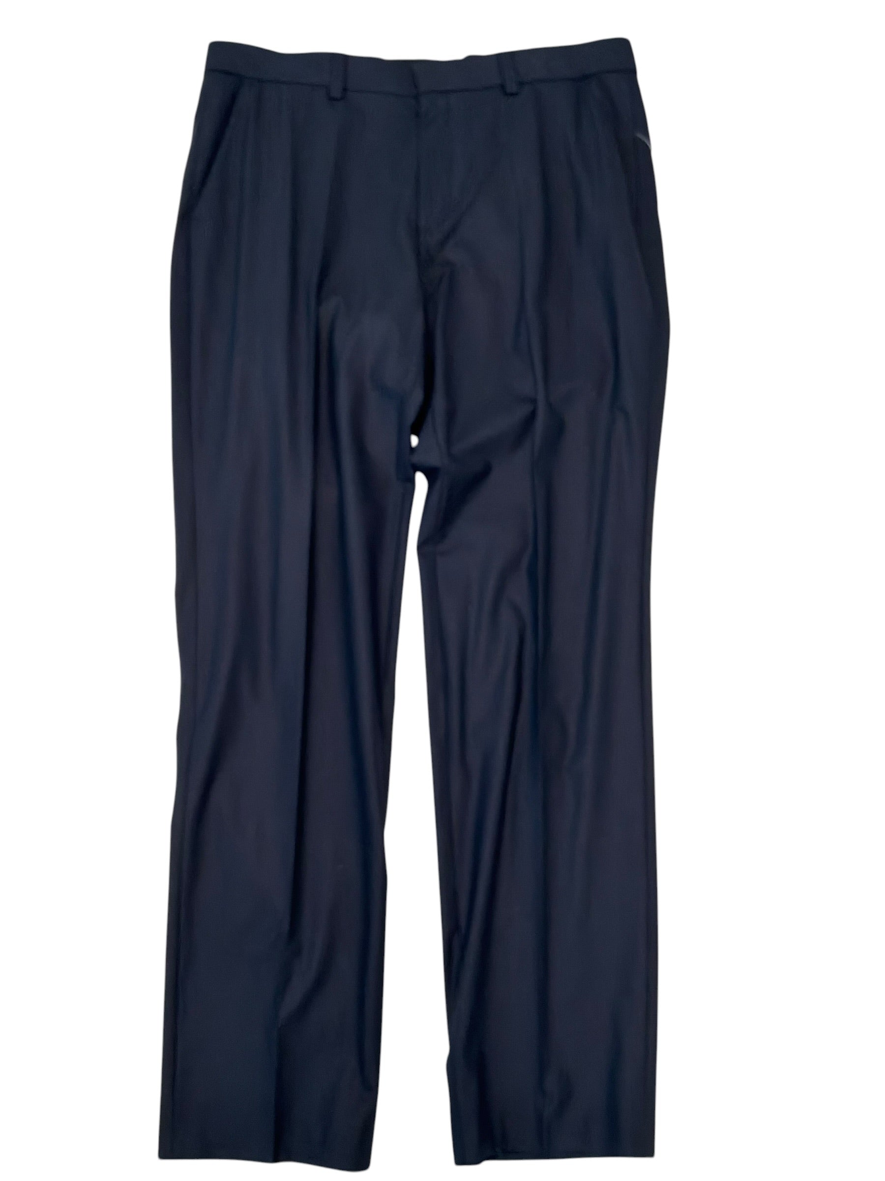 Hugo Boss Mens Slim fit Wool Dress Pants 36 / 32 Navy Blue Solid