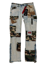 Reason Mens Slim fit Cotton Jeans 36 / 32 Blue Camo