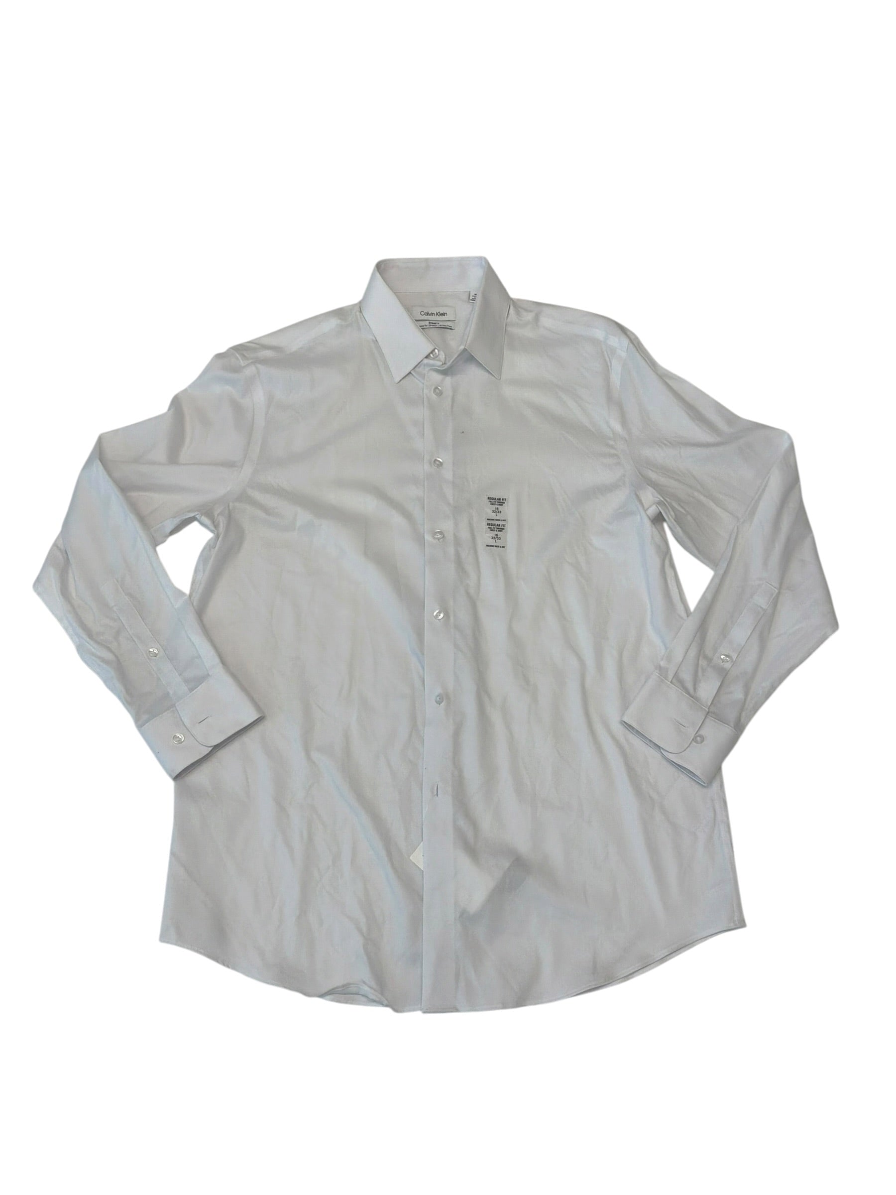 Calvin Klein Mens Slim fit Dress Shirt Shirt L / 16 White Solid