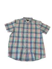 Club Room Mens Regular fit Casual Shirt XXL Pink / Blue Plaid