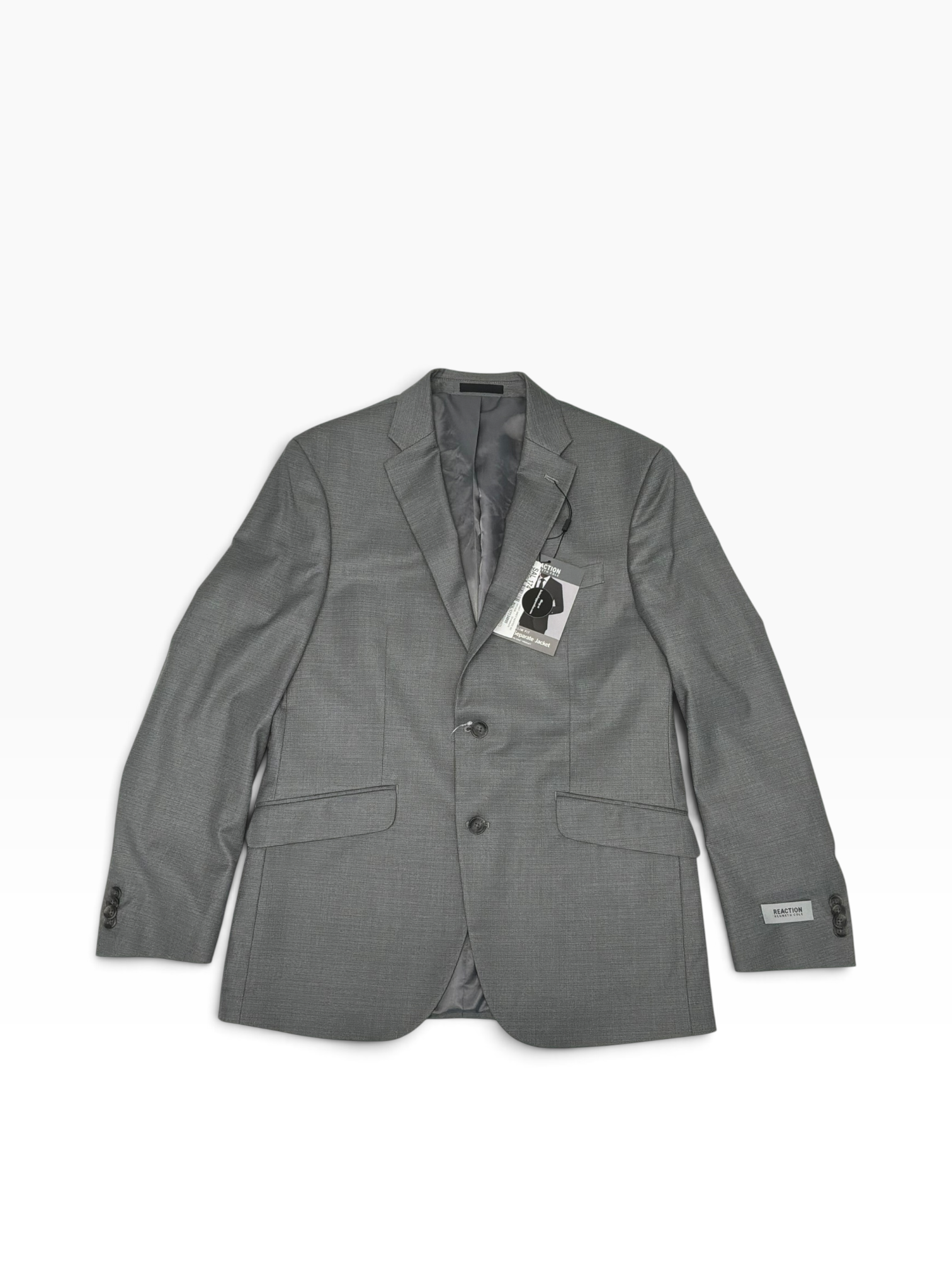 Kenneth Cole Mens Slim fit Suit Jacket Blazer 40 R Light Grey Solid