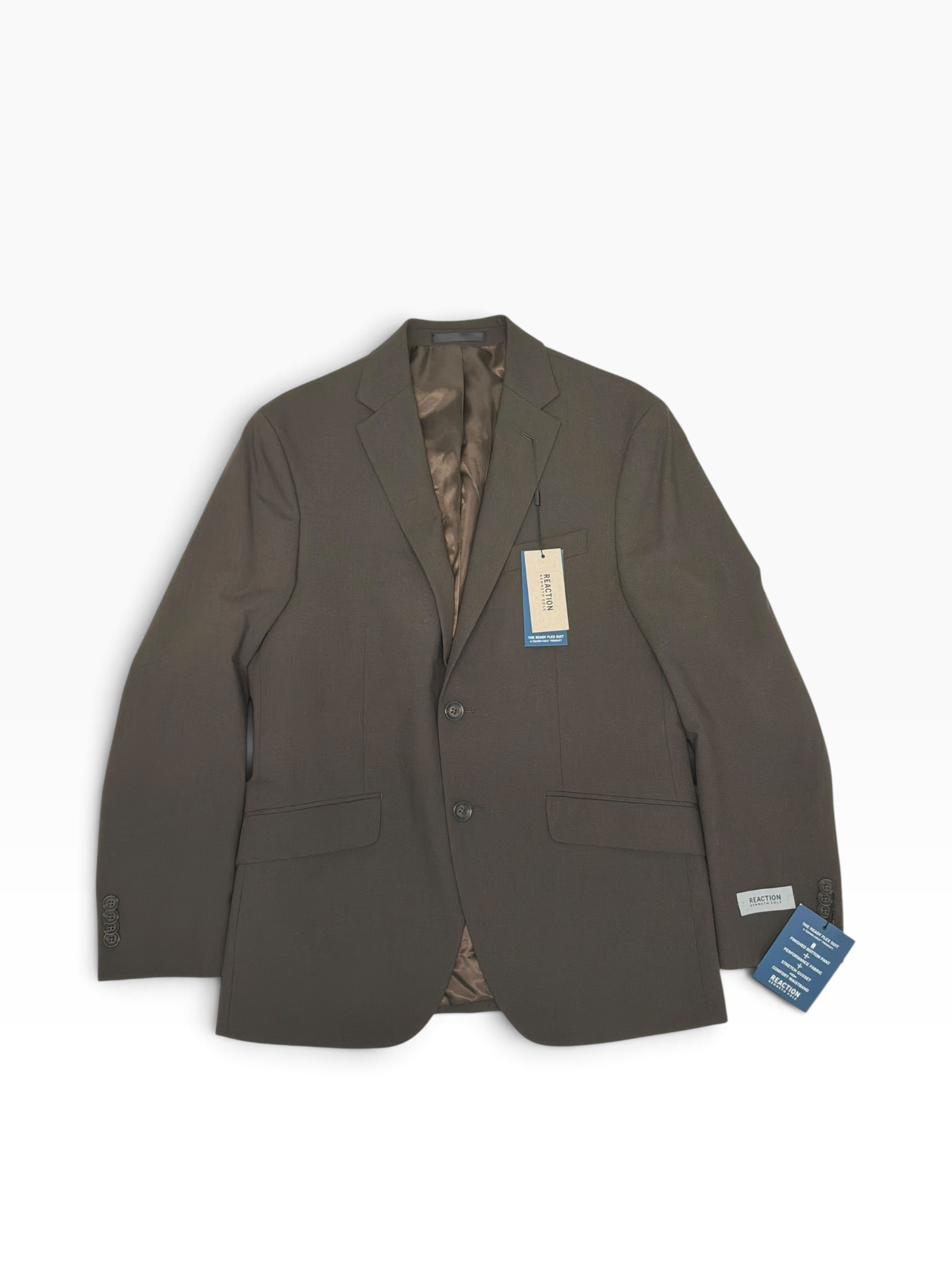 Kenneth Cole Mens Slim fit Suit Jacket Blazer 38 S Brown Solid