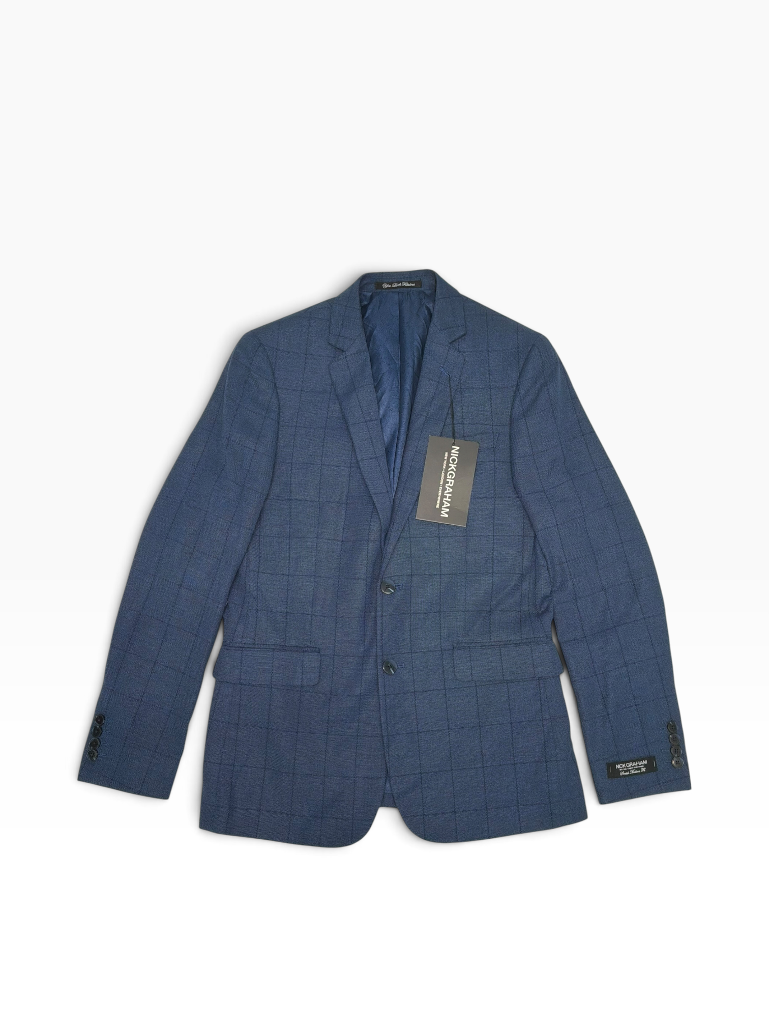 Nick Graham Mens Slim fit Suit Jacket Blazer 38 R Blue Plaid
