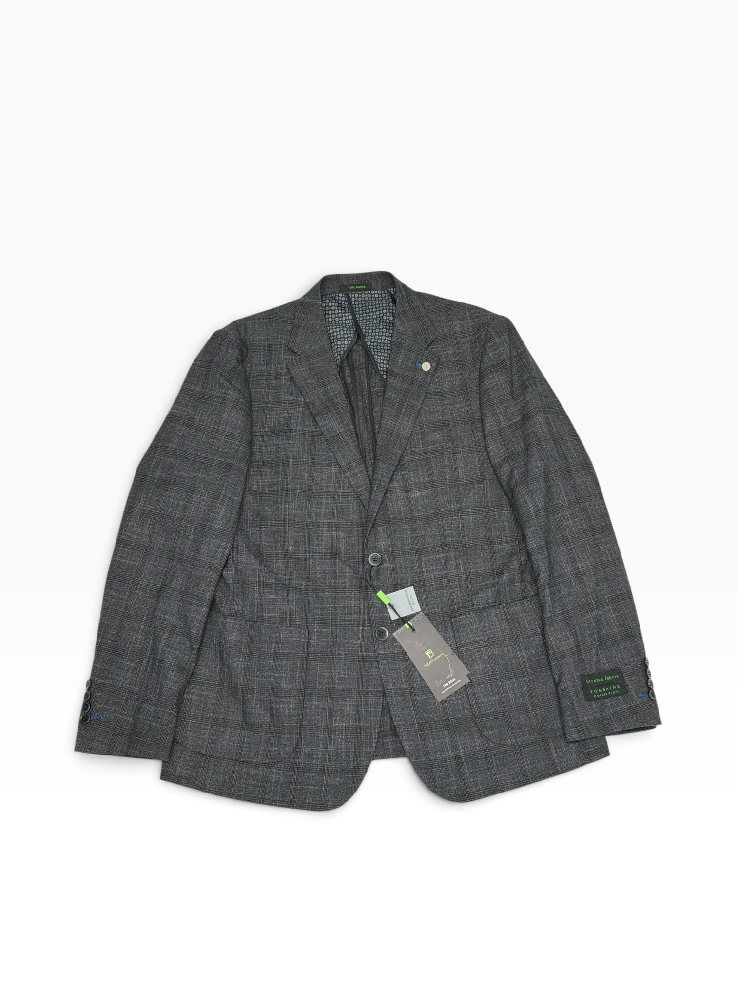 Tom Baine Mens Slim fit Sport Coat Blazer 44 R Grey Solid