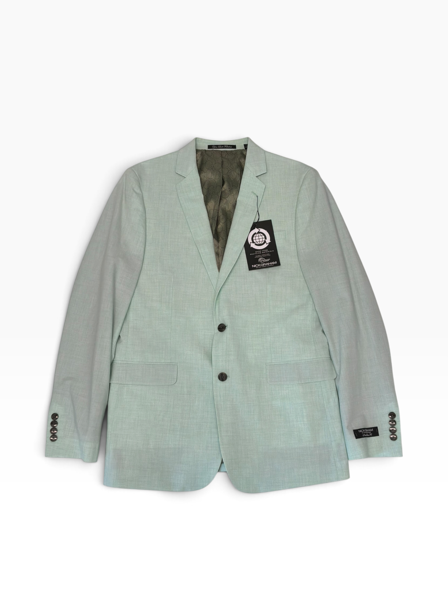 Nick Graham Mens Slim fit Suit Jacket Blazer 42 L Light Green Solid