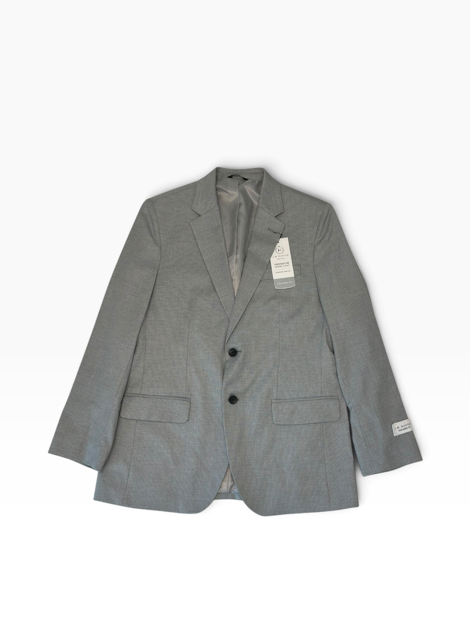Haggar Mens Modern fit Suit Jacket Blazer 40 R Light Grey Check