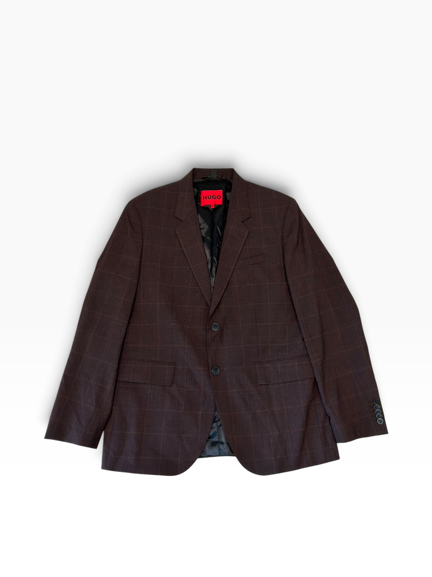 Hugo Boss Mens Slim fit Wool Sport Coat Blazer 42 R Burgundy Red Plaid
