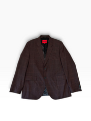 Hugo Boss Mens Slim fit Wool Sport Coat Blazer 42 R Burgundy Red Plaid