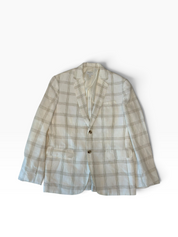 Club Room Mens Regular fit Linen Sport Coat Blazer Medium White Plaid