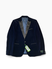 Tom Baine Mens Slim fit Velvet Dinner Jacket Blazer 44 R Navy Solid