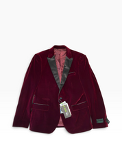 Tom Baine Mens Slim fit Velvet Dinner Jacket Blazer 40 R Red Solid