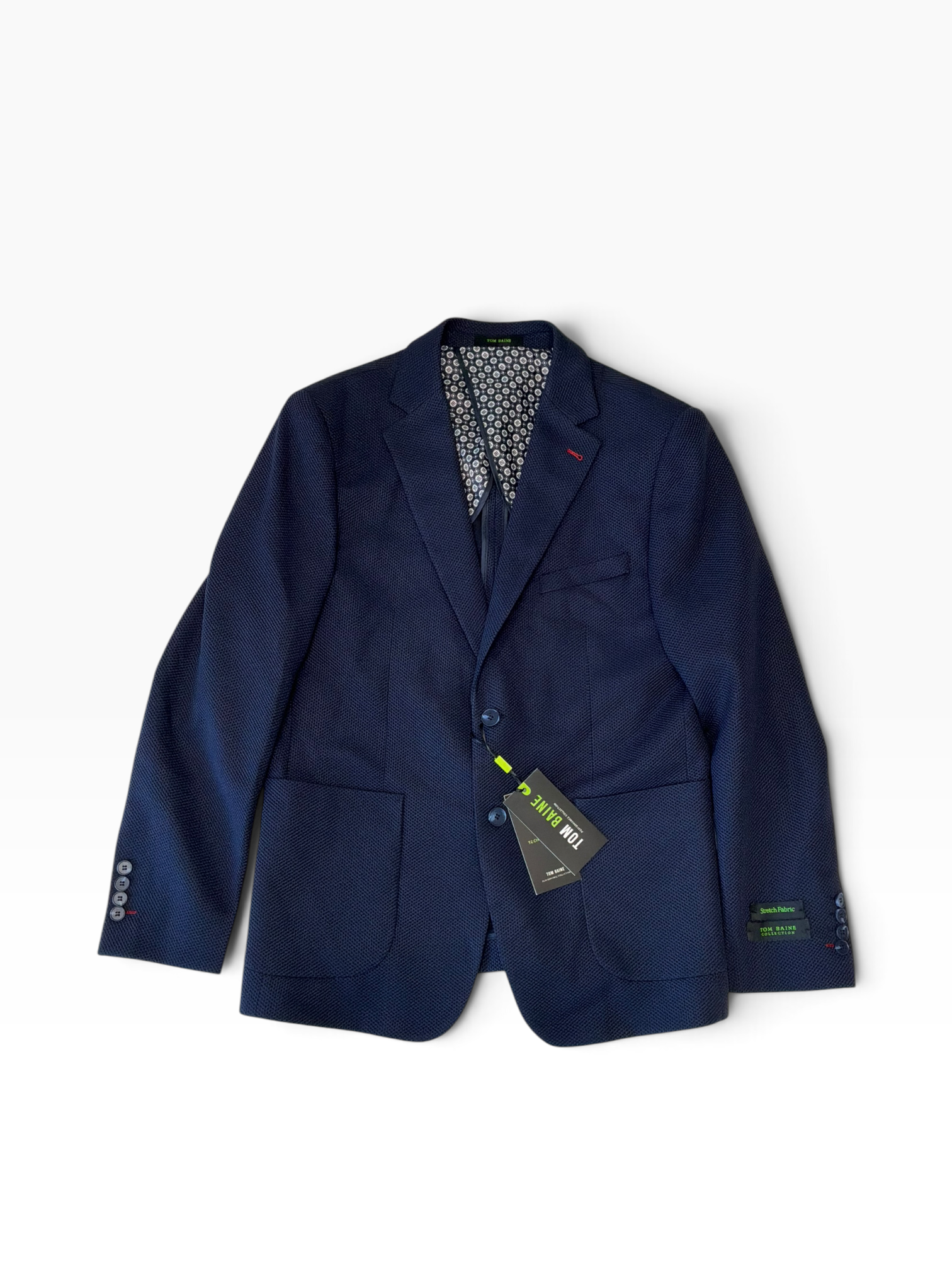 Tom Baine Mens Slim fit Sport Coat Blazer Large Navy Solid