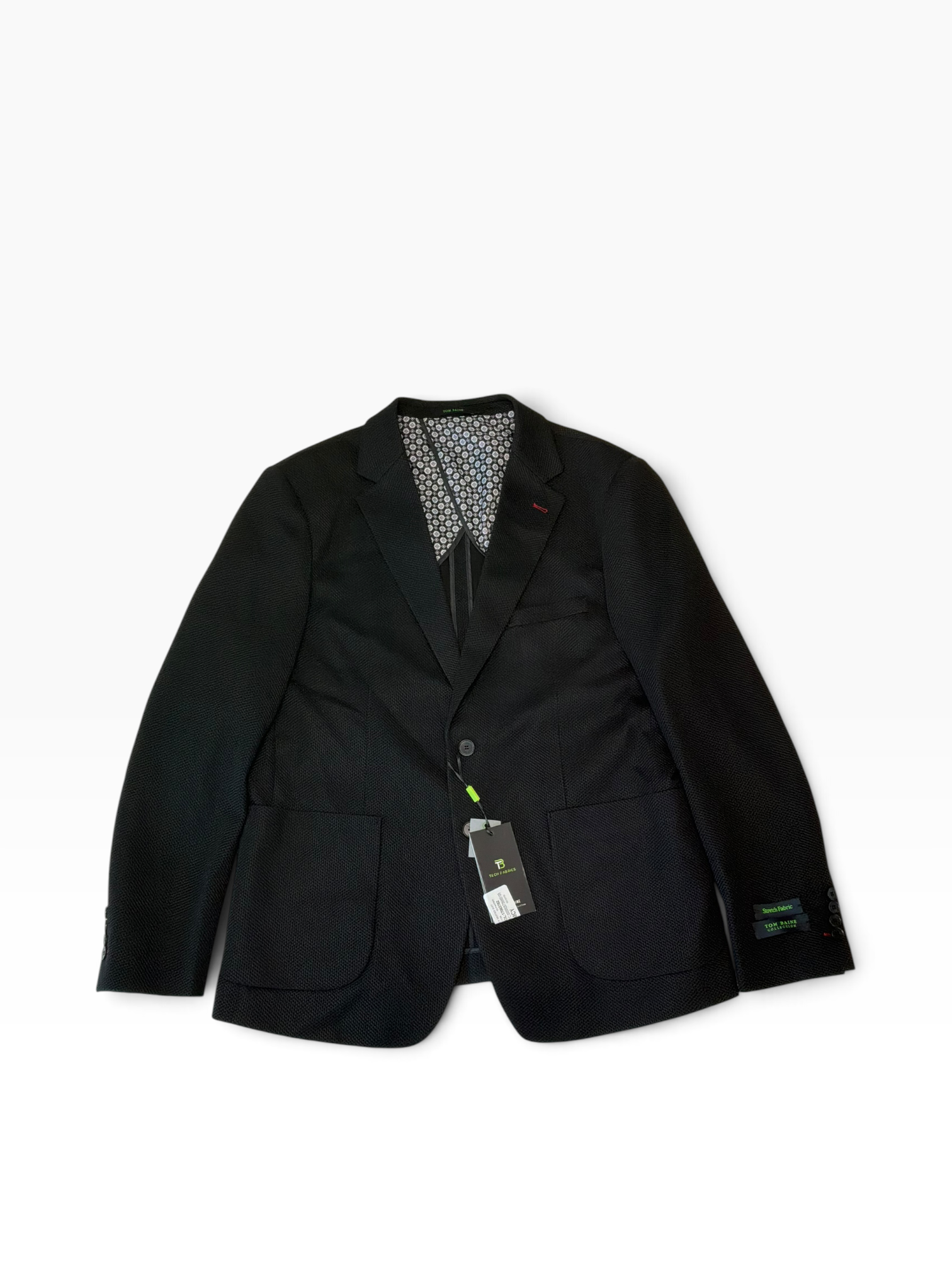 Tom Baine Mens Slim fit Sport Coat Blazer XXXL 3XL Black Solid