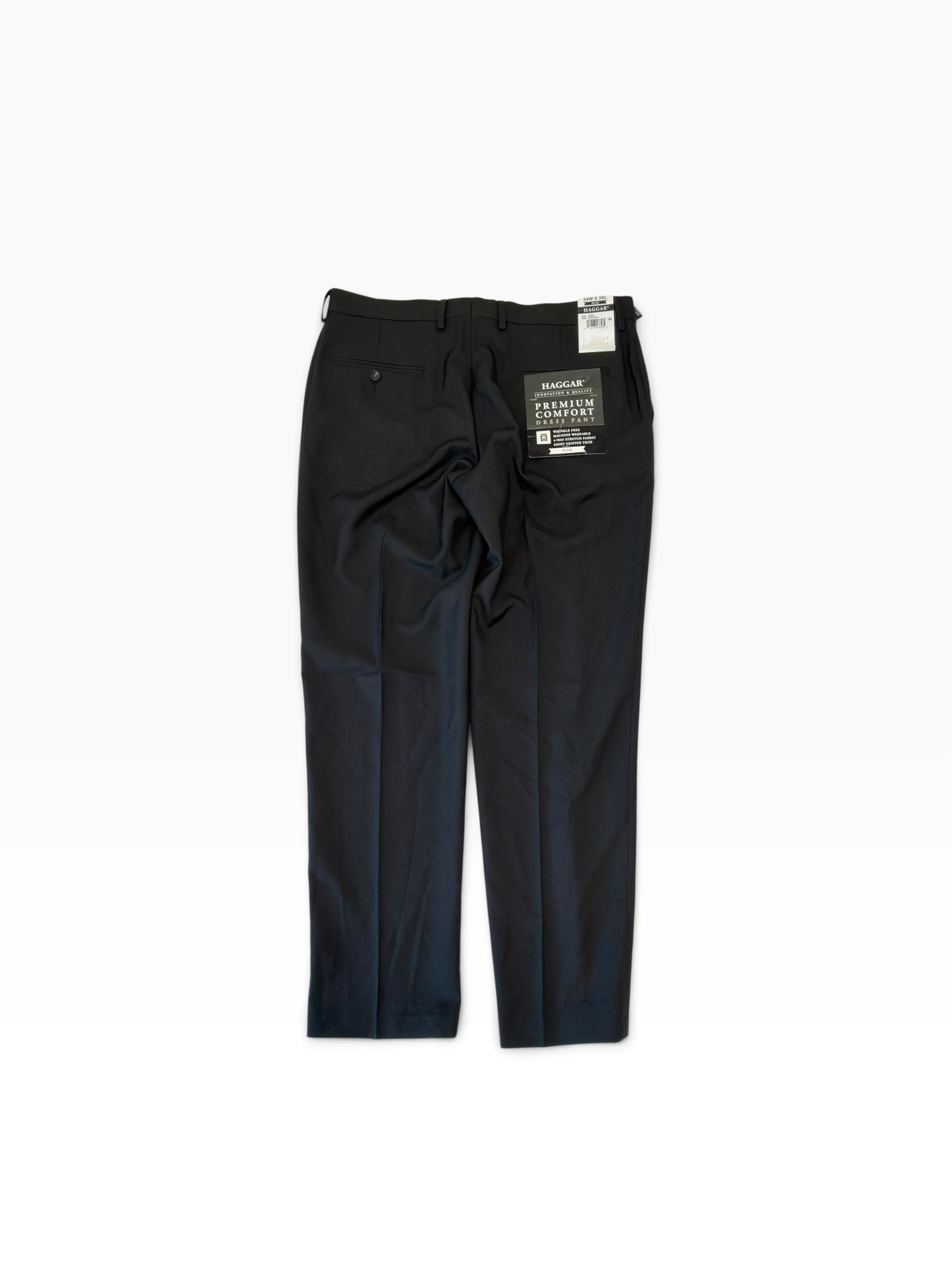 Haggar Mens Slim fit Dress Pants 34 / 29 Black Solid