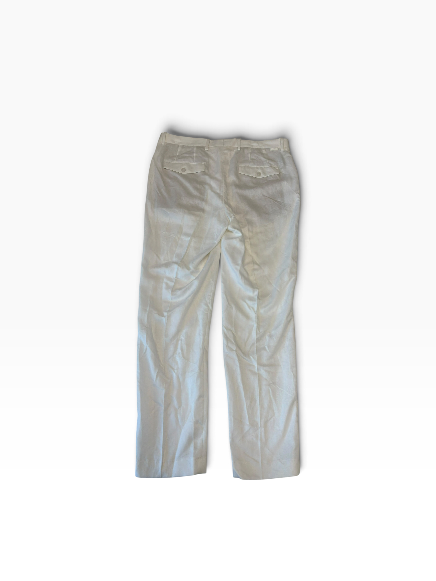 MNG Mens Slim fit Linen Dress Pants 34 / 32 White Solid