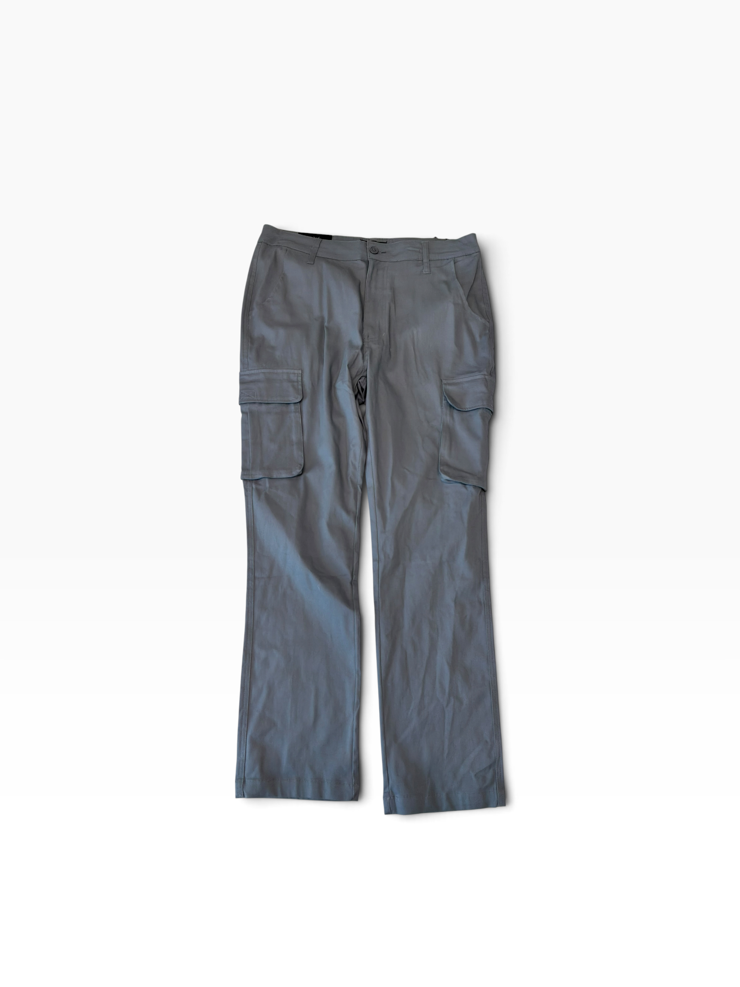 Blu Rock Mens Regular fit Cotton Cargo 34 / 32 Grey Solid