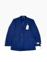 Lineage Mens Regular fit Double Breasted 2 Piece Suit 44 L Pants 38 Blue Striped