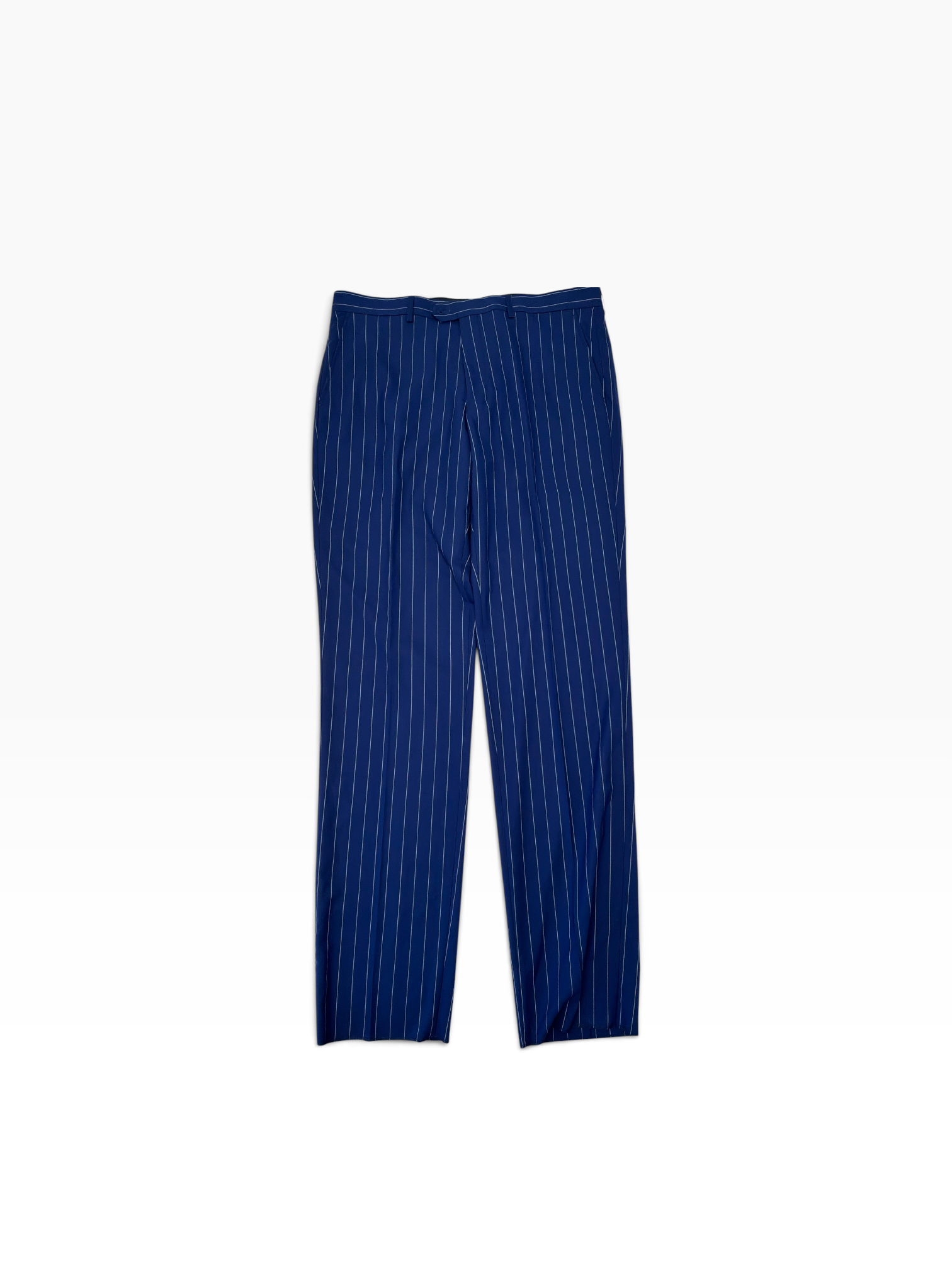 Lineage Mens Regular fit Double Breasted 2 Piece Suit 44 L Pants 38 Blue Striped