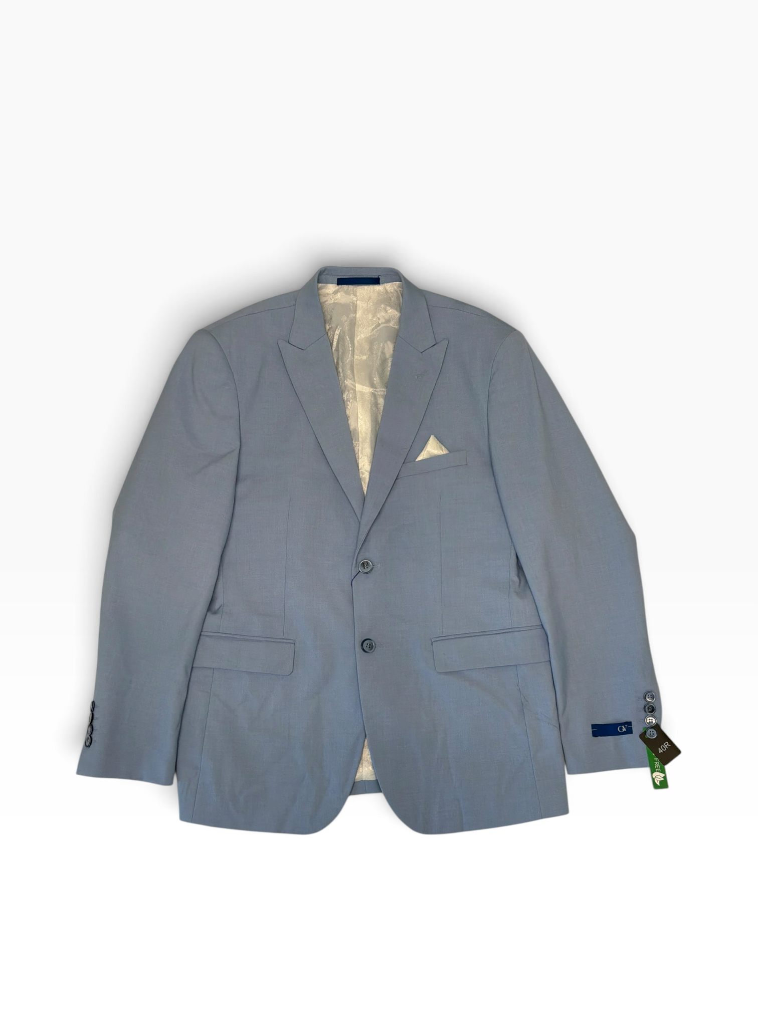 Gino Vitale Mens Modern fit 2 Piece Suit 40 R Pants 34 Light Blue Solid