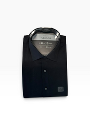 Alfani Mens Regular fit Dress Shirt Large 16-16.5 32-33 Black Solid