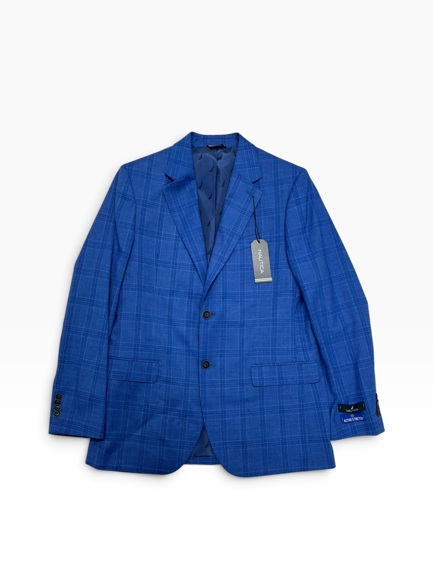 Nautica Mens Modern fit Suit Jacket Blazer 38 R Blue Plaid