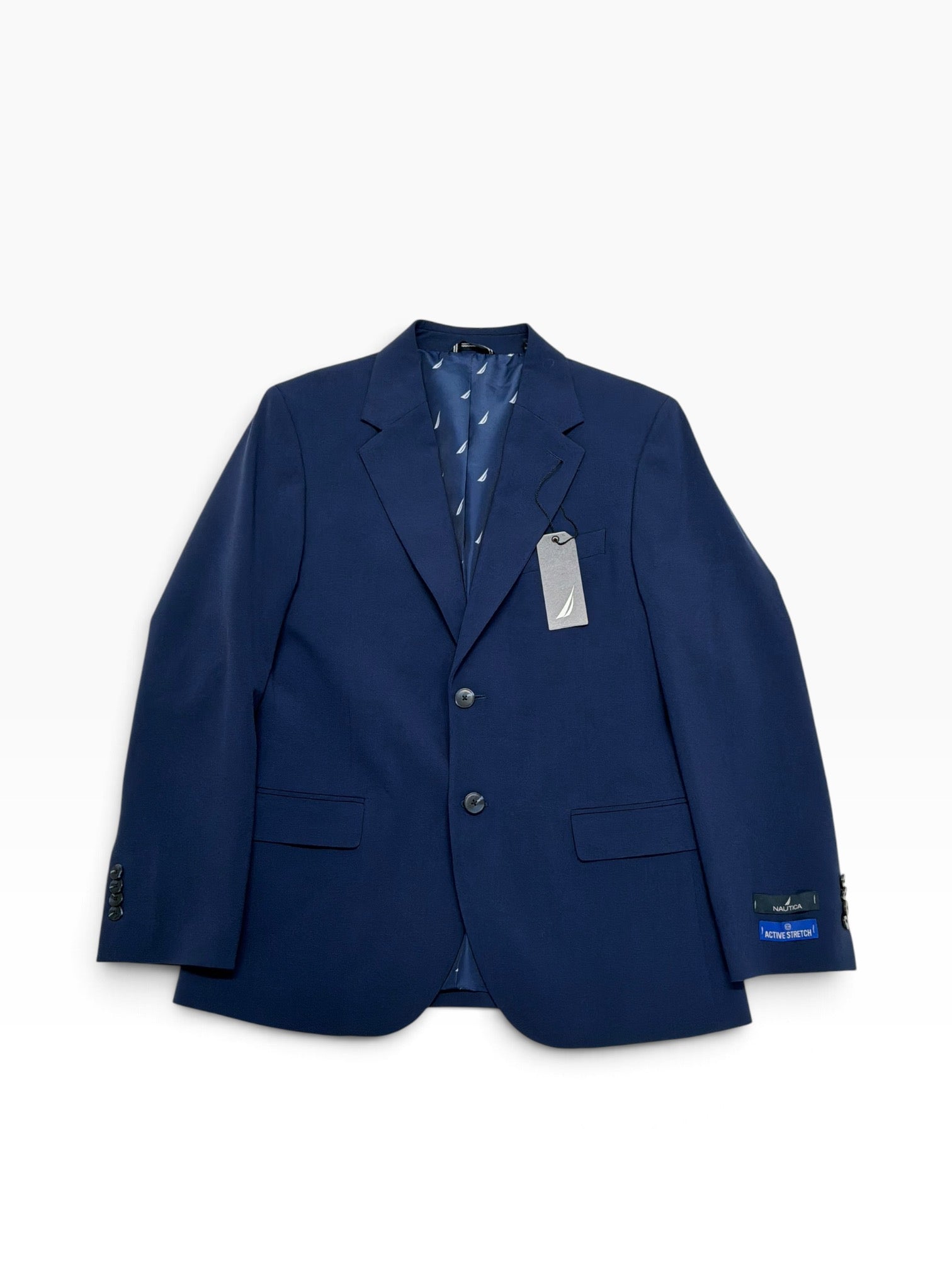 Nautica Mens Modern fit Suit Jacket Blazer 38 S Navy Blue Solid