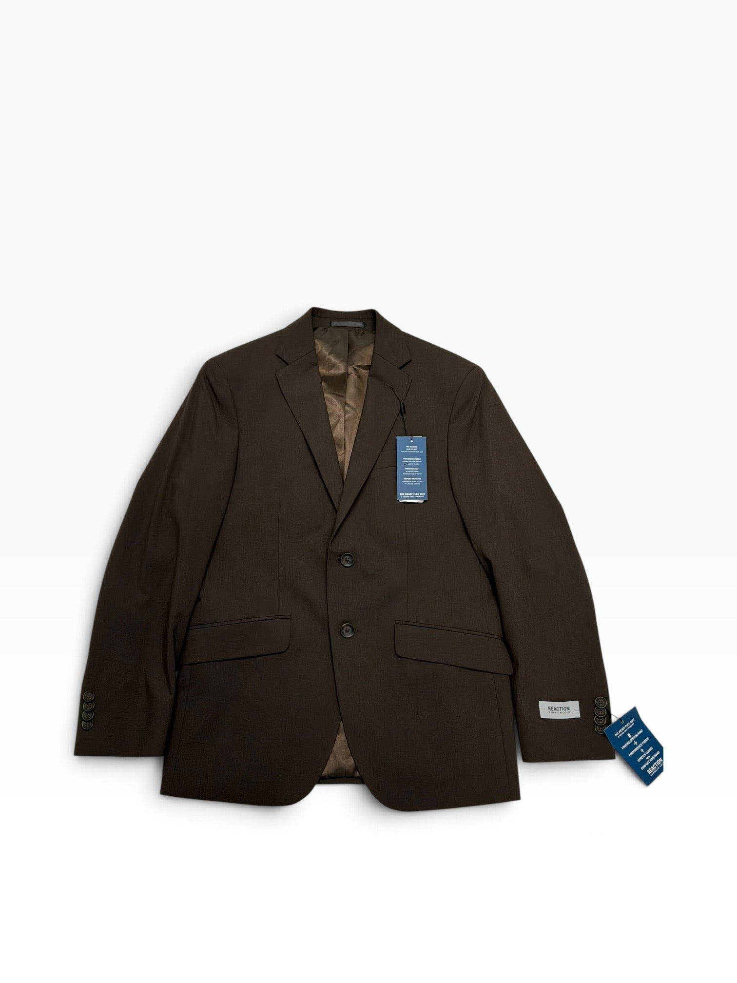 Kenneth Cole Reaction Mens Slim fit Suit Jacket Blazer 36 S Brown Solid