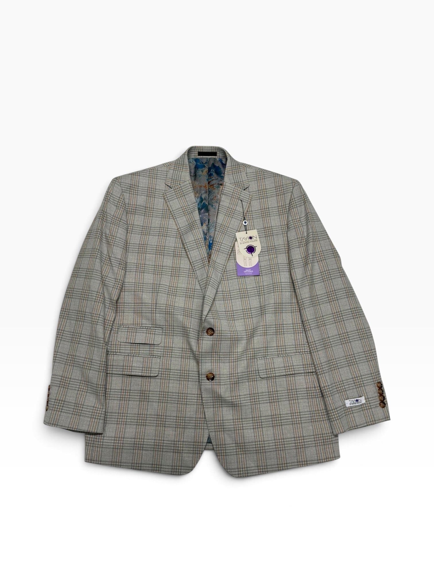 Tayion Mens Regular fit Sport Coat Blazer 46 R Grey Plaid